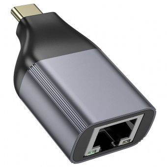 Адаптер Hoco UA35 Type-C - RJ45  цвет: металлик 