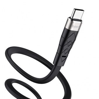 Дата-кабель Hoco X53 Type-C (1 м,2.4 A,плоский,силиконовый) цвет: черный