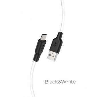 Дата-кабель Hoco X21 Plus Micro (силиконовый, 2 м., 2.4A) цвет: черно-белый