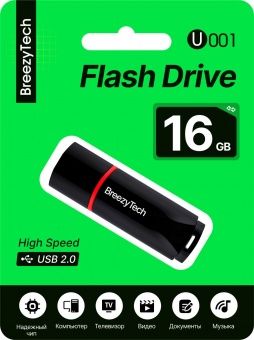 USB флэш-диск BreezyTech U001 (16GB) в блистере цвет: черный