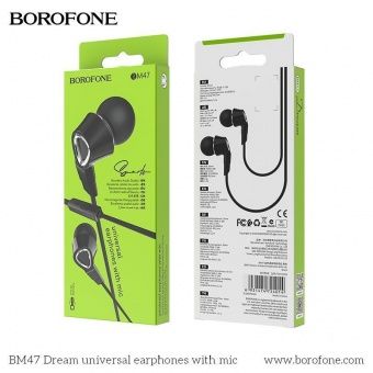 Наушники BOROFONE BM47 с микрофоном (1.2 м), цвет: черный