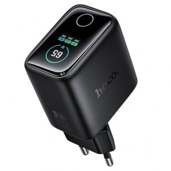 Сетевое зарядное устройство Hoco N79 (PD65W(2C1A + дисплей)  цвет: черный  