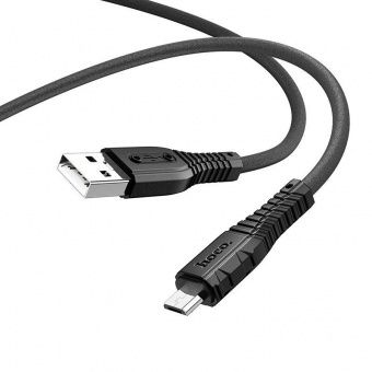 Дата-кабель Hoco x67 Micro (1 м,2.4 A,нано-силикон) цвет: черный