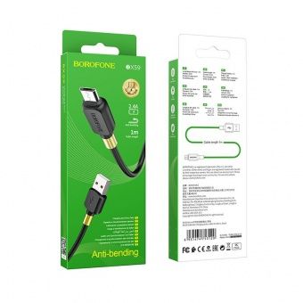 Дата-кабель BOROFONE BX59 Micro (1 м, 2.4 A) цвет: черный