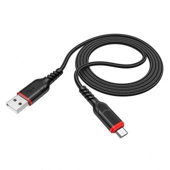 Дата-кабель Hoco X59 Micro (1 м, 2.4 A,нейлон) цвет: черный