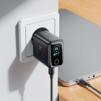 Сетевое зарядное устройство Hoco N79 (PD65W(2C1A + дисплей)  цвет: черный  