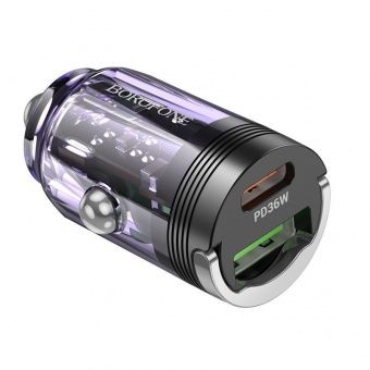 Автомобильное ЗУ Borofone BZ29A (PD36W + QC3.0) цвет: прозрачный пурпурный