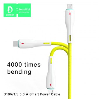 Дата-кабель Denmen D16V Micro (с индикатором зарядки 1м, 3.6A)
