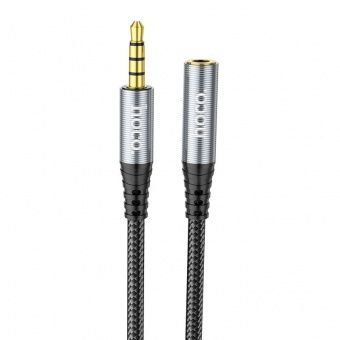 Акустический кабель Hoco UPA20 4-pin удлинитель Jack 3.5 вилка - Jack 3.5 розетка (2.0 м) цвет: металлик