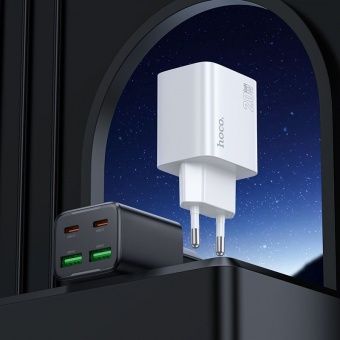 Сетевое зарядное устройство Hoco N55 (PD20W 4 порта) цвет: белый