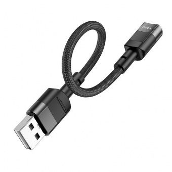 Кабель Hoco U107 USB "папа" - Type-C "мама" 0,1 м. цвет: черный