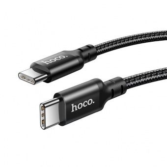 Дата-кабель Hoco X14 Type-C to Type-C (PD 60W,нейлон,1.0 м., 3 A) цвет: черный