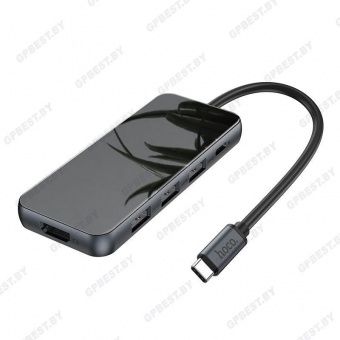 Адаптер Hoco HB15 Type-C на USB3.0*3+HDMI+Type-C цвет: металлик