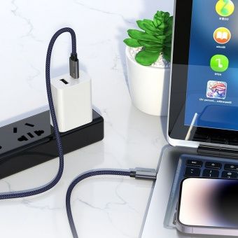 Дата-кабель Hoco U134 Type-C to Type-C (240W,1,8 м) цвет: серый