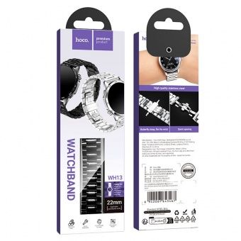 Ремешок для часов Hoco WH13 (стальной, пять бусин 22mm) цвет: черный
