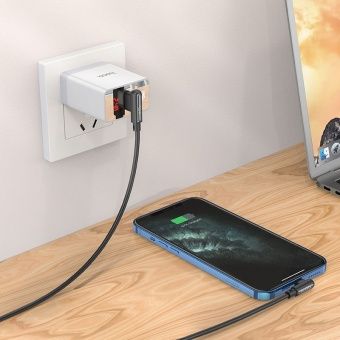 Дата-кабель Borofone BX58 Lightning (угловой штекер 1 м, 2.4 A) цвет: черный