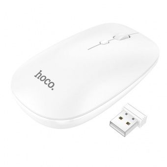Мышь беспроводная Hoco GM15 (2,4G + Bluetooth,1600dpi) цвет: белый