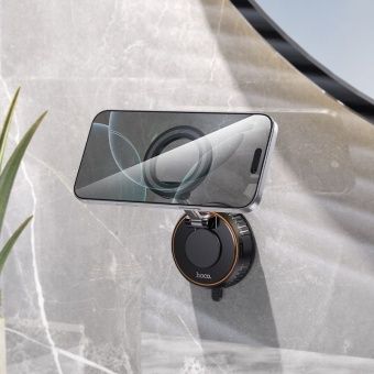 Автодержатель Hoco H105 магнитный с кольцом на панель цвет: черный