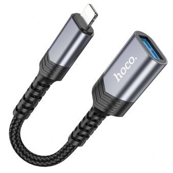 Адаптер Hoco UA24 Lightning-USB (мама) цвет: металлик