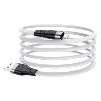 Дата-кабель Hoco X53 Lightning (1 м,2.4 A,плоский,силиконовый) цвет: белый
