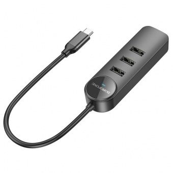 Адаптер Borofone DH5 4 в 1 (Type-C в USB3.0+USB2.0*3) 0.2m