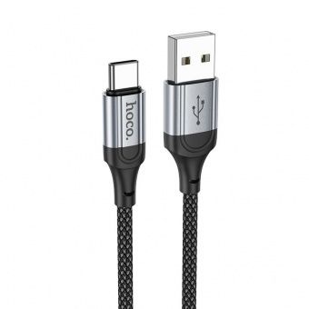 Дата-кабель Hoco X102 Type-C (нейлон 1м., 2.4A) цвет: черный