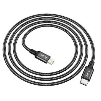 Дата-кабель Hoco X14 Type-C to Lightning  (PD 20 W,нейлон,1.0 м., 3 A) цвет: черный