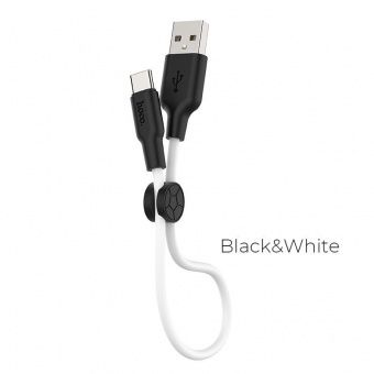 Дата-кабель Hoco X21 Plus Type-C (силиконовый, 0,25 м., 3A) цвет: черно-белый