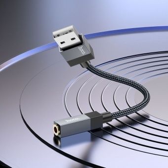 Адаптер Hoco UPA32D USB на Jack 3.5 цвет: Чёрный