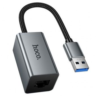 Адаптер Hoco UA48 USB в RJ45 интернет 100 Mbps цвет: металлик