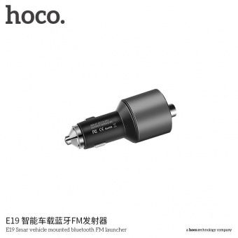 FM-модулятор с автомобильным ЗУ Hoco E19 цвет: металлик