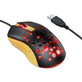 Мышь игровая проводная Hoco GM51 (1.5 м) цвет: черно-желтый 