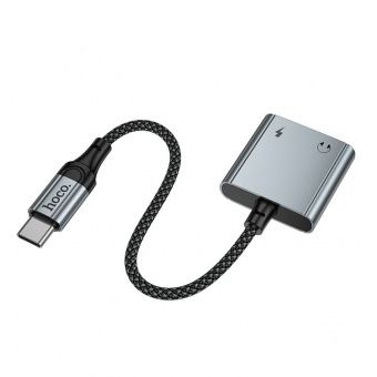 Адаптер Hoco UPA34 Type-C - Type-C+3.5 Jack  цвет: металлик   