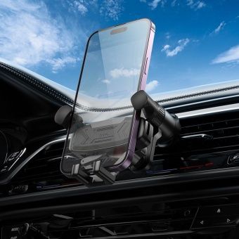 Автодержатель Hoco H66 гравитационный в решетку цвет: черный 