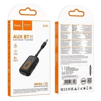 Автомобильный беспроводной AUX адаптер/трансмиттер Hoco E151 цвет: черный 