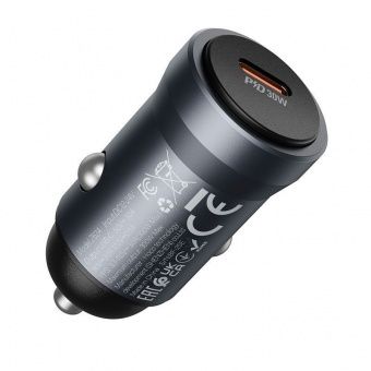 Автомобильное ЗУ Hoco Z62A (PD30W) цвет: металлик  