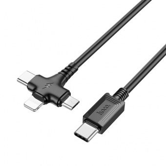 Дата-кабель Hoco X77 3в1: Type-C - lightning+Micro+Type-C (1.0 м., 2A) цвет: черный