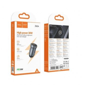 Автомобильное ЗУ Hoco Z62A (PD30W) цвет: металлик  