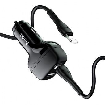 Автомобильное ЗУ Hoco Z36 +Lightning кабель  (2USB: 2.4A) цвет: черный