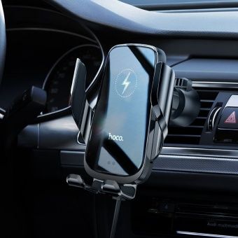 Автодержатель+беспроводная зарядка Hoco CA202 Plus цвет: черный