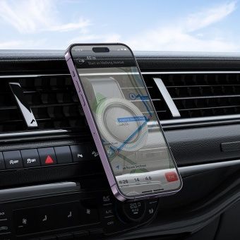 Автодержатель Hoco H59 магнитный круглый в решетку,клипса цвет: черный