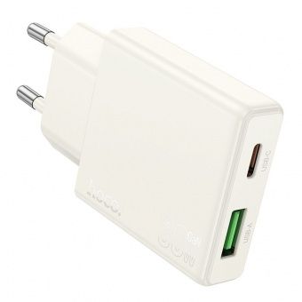 Сетевое зарядное устройство Hoco N45 PD30W+кабель) цвет: лунный белый