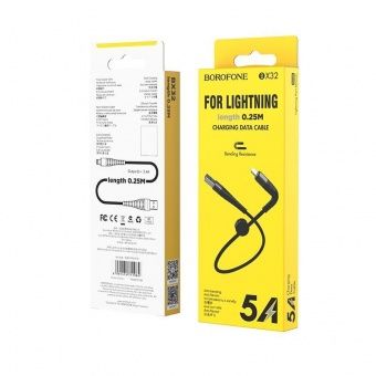 Дата-кабель BOROFONE BX32 Lightning (0,25 м,нейлон), цвет: черный