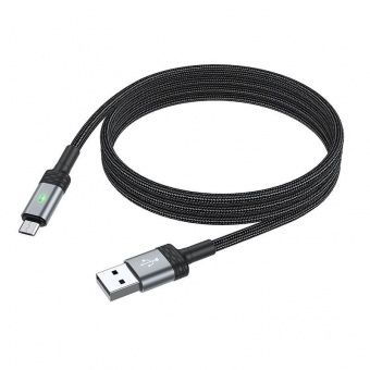 Дата-кабель BOROFONE BU30 Micro (1,2 м,2.4 A, нейлон,с функцией отключения) цвет: черный