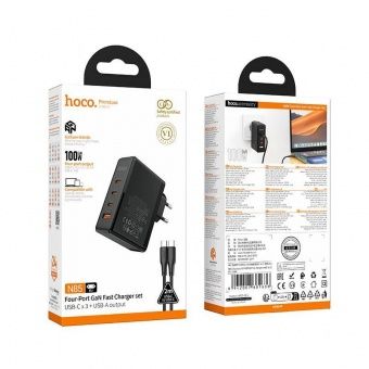 Сетевое зарядное устройство Hoco N85 (PD100W(3C1A)  цвет: черный