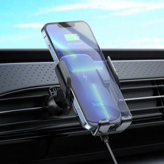 Автодержатель+беспроводная зарядка Hoco CA202 Plus цвет: черный