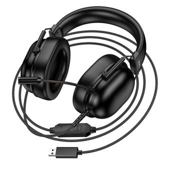 Наушники Hoco W113 полноразмерные игровые  (2 м.,USB 7.1) цвет: Чёрный