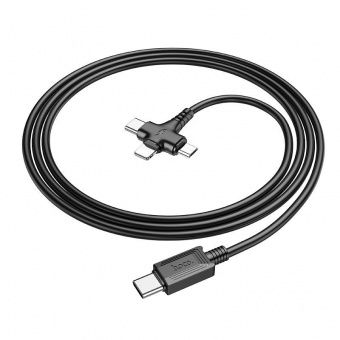 Дата-кабель Hoco X77 3в1: Type-C - lightning+Micro+Type-C (1.0 м., 2A) цвет: черный