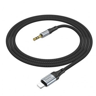 Акустический кабель Hoco UPA26 lightning - Jack 3,5 (нейлон 1.0 м) цвет: черный