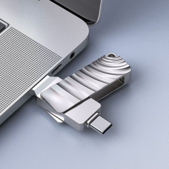 USB+Type-C флэш-диск Borofone 2в1 64Gb BUD3 USB3.0 корпус металл, цвет: серебристый